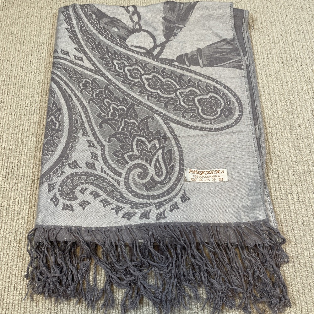 Pashmina 100% Pashmina Shawl Wrap Scarf Paisley Fringe 26x64